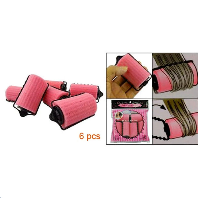 6 PCS Magic Hair Care Roller Style Sponge Curlers For Girl Ladies Pink Color Hair Styling Tool Curler Maker