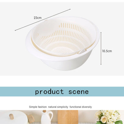 Kitchen Rotatable Double Drain Basket Fruits Vegetables Washing Storage Basket Strainers Bowl Cleaning Filter Colander Tool