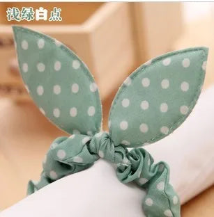 New Cute Dot Fabric Rabbit Ear Girls Woman Hairbands Hair Rope For Women Mix Wholesale Hot New Arrive!