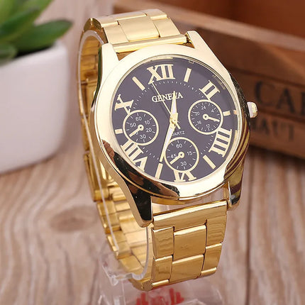 2024 New Brand 3 Eyes Gold Geneva Casual Quartz Watch Women Stainless Steel Dress Watches Relogio Feminino Ladies Clock Hot Sale