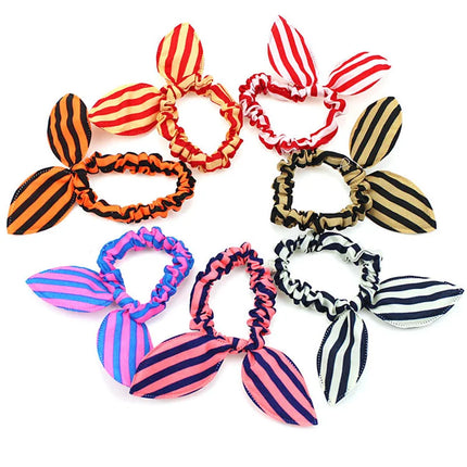 20Pcs Korean Fashion Elastic Hair Bands Girls Hair Accessories Bunny Rabbit Ears Scrunchy Rubber Band Candy Color Cute Headdress