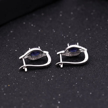 GEM'S BALLET 3.32Ct Natural Blue Sapphire Earrings Real 925 Sterling Silver Gemstone Stud Earrings for Women Fine Jewelry