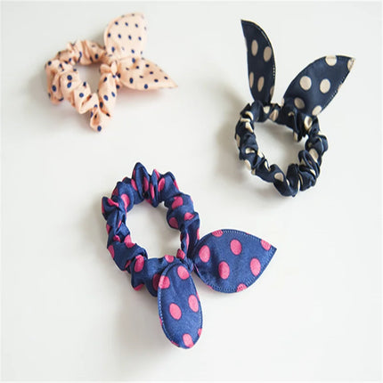 20Pcs Korean Fashion Elastic Hair Bands Girls Hair Accessories Bunny Rabbit Ears Scrunchy Rubber Band Candy Color Cute Headdress