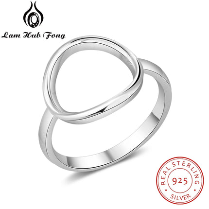 925 Sterling Silver Finger Ring Minimalist Open Circle Rings for Women Round Female Wedding Ring Fine Jewelry  (Lam Hub Fong)