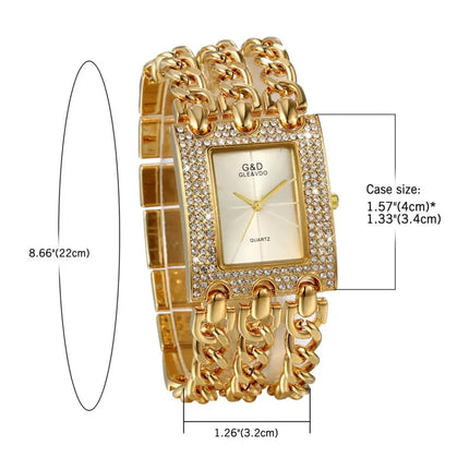 LANCARDO New Top Brand Luxury Women's Watches Alloy Clock Lady's Gold Strap Watch Fashion Reloj Female Quartz Wristwatch