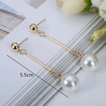 Elegant Simulated Pearl Tassel Dangle Earrings - Chic Office/Career Jewelry for Women