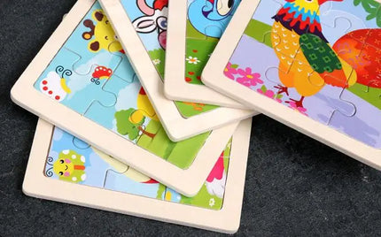 4PCS/lot 3D Wooden Jigsaw Puzzles for Children Kids Toys Cartoon Animal/Traffic Puzzles Baby Educational Puzles Wholesale GYH