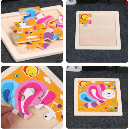 4PCS/lot 3D Wooden Jigsaw Puzzles for Children Kids Toys Cartoon Animal/Traffic Puzzles Baby Educational Puzles Wholesale GYH