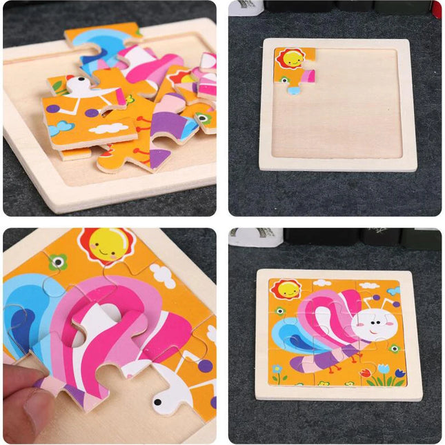 4PCS/lot 3D Wooden Jigsaw Puzzles for Children Kids Toys Cartoon Animal/Traffic Puzzles Baby Educational Puzles Wholesale GYH