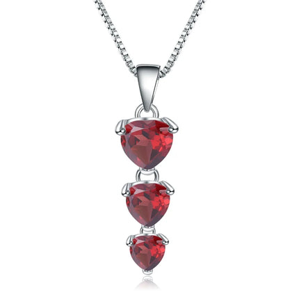 GEM'S BALLET 2.87Ct Natural Red Garnet Gemstone Genuine 925 Sterling Silver Heart Pendant Necklace For Women Engagement Jewelry