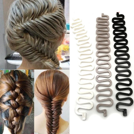 1PCS Charming French Style Women Girls DIY Hair Braiding Tool Roller Hook With Magic Twist Styling Bun Maker Plait Tools