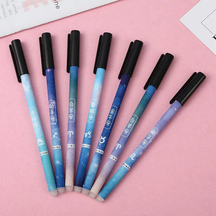 6Pcs/Set Constellation Erasable Gel Pen Blue Black ink 0.5mm Washable Handle Kawaii Erasable Pens School Writing Stationery