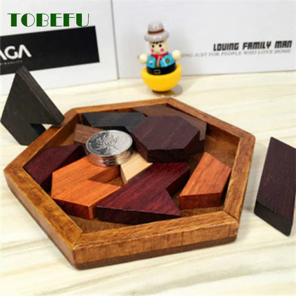 Wooden Geometric Shape Jigsaw Board Puzzles Kids Brain Teaser Non Toxic Wood Toys for Children Educational