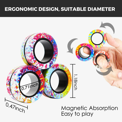 YISHIDANY 3Pcs Magnetic Ring Fidget Spinner Toys Set Fingers Magnet Rings ADHD Stress Relief Magical Toys for Adult Kids Anxiety