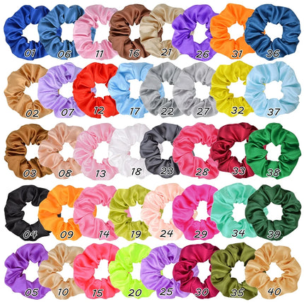 3.9 inch Women Silk Scrunchie Elastic Handmade Multicolor  Hair Band Ponytail Holder Headband Hair Accessories