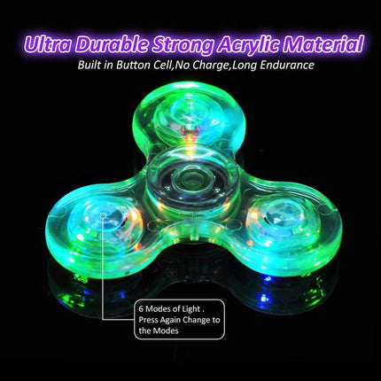 LED Light Up Fidget Spinner Luminous Finger Toy Hand Spinner Stress Reduction and Anxiety Relief Party Favors for Kids Adults