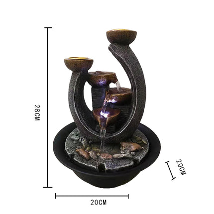 Multifunction Indoor Water Fountain & Candle Holders With LED Lights Three Tier Soothing Cascading Tabletop Fountains With Rocks