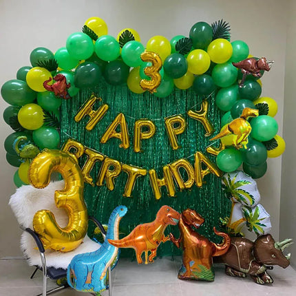 97pcs Dinosaur Birthday Party Decoration Balloons Arch Garland Kit Happy Birthday Balloons foil Curtains dino Themed Party Favor