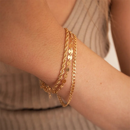 eManco Twisted  Rope Chian Bracelet for Woman Hip Hop Punk 4MM Gold Color Stainless Steel Gold Color Necklace Fashion Jewelry