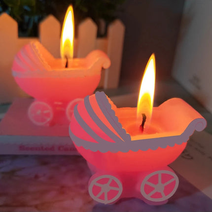 10 pcs cute Mini Creative Pram Baby Birthday Candle Kid Pram Baby Carriage Candle Cake Cupcake Topper Party Decoration