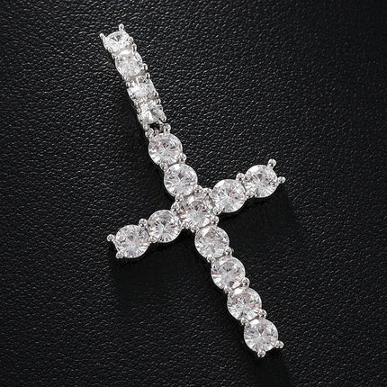 Moissanite Men Women Hip Hop Cross Pendant 925 Sterling Silver Material Hip Hop Fine Jewelry Top Quality 2.8cm*5.6cm 3.64CTW