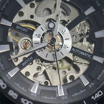 Fashion Brand Men Mechanical Watch Men Stainless steel Skeleton Hand wind WristwatchRelogio hombre