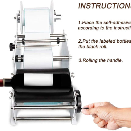 SUMEVE Manual Labeling Machine Bottle Adjustable Semi-Automatic Sticker Machine For Business Glass Metal Bottle MT30