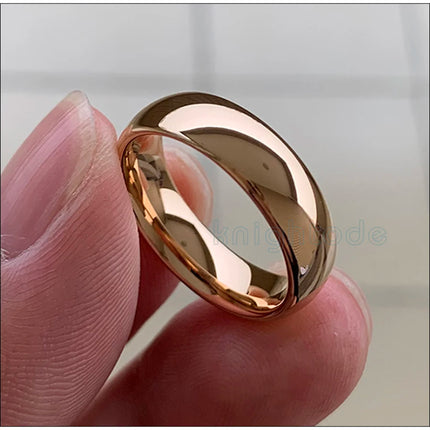 Classic Rose Gold Color Tungsten Wedding Ring For Women Men Carbide Engagement Band Dome Polished Finish Width 8mm 6mm