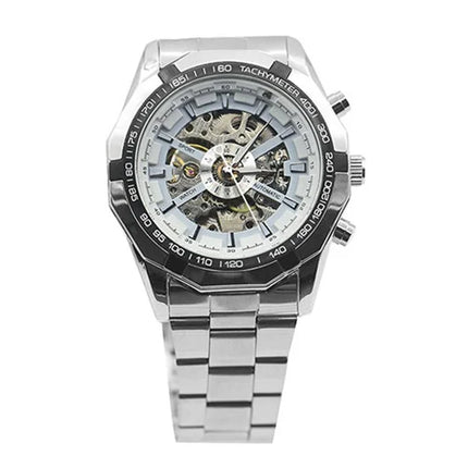 Fashion Brand Men Mechanical Watch Men Stainless steel Skeleton Hand wind WristwatchRelogio hombre