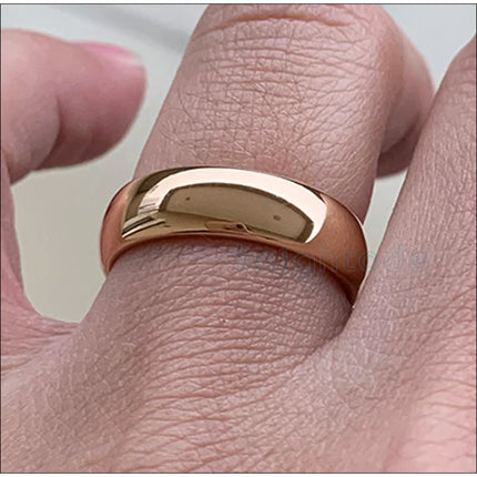 Classic Rose Gold Color Tungsten Wedding Ring For Women Men Carbide Engagement Band Dome Polished Finish Width 8mm 6mm