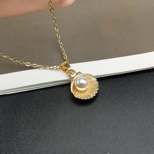 Trendy Summer Shell Imitation Pearl Pendant Necklace For Women Fashion Collar Neck Jewelry Wholesale Dropshipping