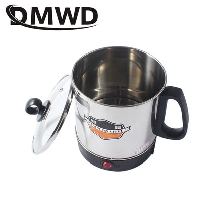 DMWD Stainlesss Steel Electric Kettle Water Heating Boiler Tea Pot Portable Travel Mini Hotpot Heater Food Cooking Noodle Cooker