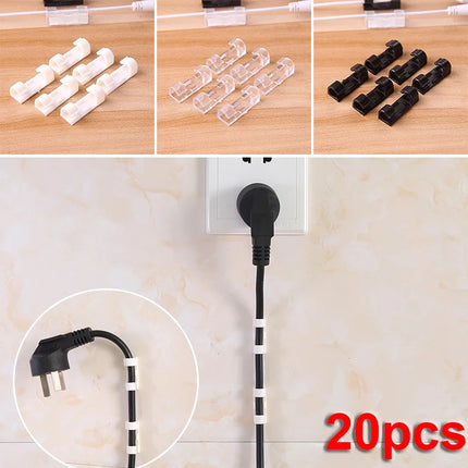 20Pcs Self Stick Wire Organizer Line Cable Clip Buckle Clips Clamp Table Wall Fixer Fastener Holder Data Telephone Line Winder