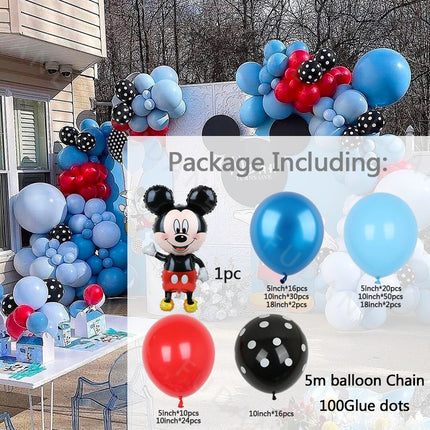 173pcs Party Balloons Set Disney Cartoon Mickey Mouse Arch Garland Kit Boys Girl Gifts Birthday Backdrop Decoration Supplie Kids