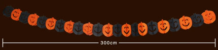 3PCS Halloween Bat Vampire Pumpkin Ghosts Spider Paper Banner 3M Terror Hanging Garland Bunting Happy Party For Home Decorations