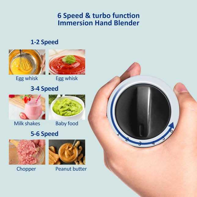 BioloMix 1200W 4-in-1 Immersion Hand Stick Blender Mixer Vegetable Meat Grinder 800ml Chopper Whisk 600ml Smoothie Cup