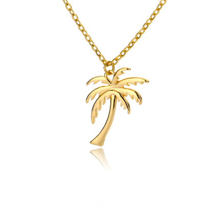 Coconut Tree Pendant Necklace For Women Stainless Steel Gold Color Plant Necklaces 2023 Trend New Couple Jewelry collares mujer