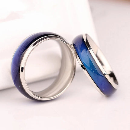 Temperature Changing Color Ring Magic Emotion Feeling Stainless Steel Glazed Seven-Color Rings for Women Men Jewelry Ring Gifts