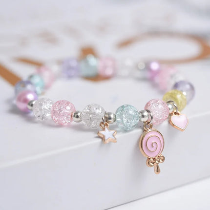 Makersland Sweet Bead Bracelet For Children Women Cute Flower Pendant Bracelets Kids Girls Charm Jewellery Gifts Wholesale