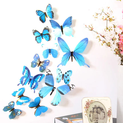 Free Shipping 12pcs Decal Wall Stickers Home Decorations 3D Butterfly Rainbow  home decor Accessories Accesorios De Cocina