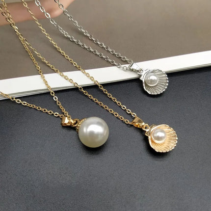 Trendy Summer Shell Imitation Pearl Pendant Necklace For Women Fashion Collar Neck Jewelry Wholesale Dropshipping