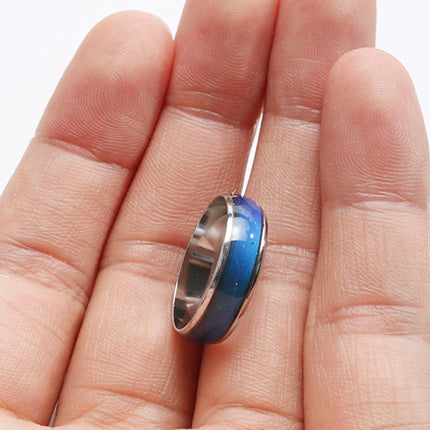 Temperature Changing Color Ring Magic Emotion Feeling Stainless Steel Glazed Seven-Color Rings for Women Men Jewelry Ring Gifts