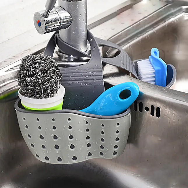 Kitchen Storage Drain Basket Soap Sponge Holder Kitchen Sink Holder Adjustable Sponge Shelf Hanging Drain Basket Kitchen Tools