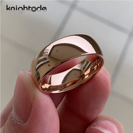 Classic Rose Gold Color Tungsten Wedding Ring For Women Men Carbide Engagement Band Dome Polished Finish Width 8mm 6mm