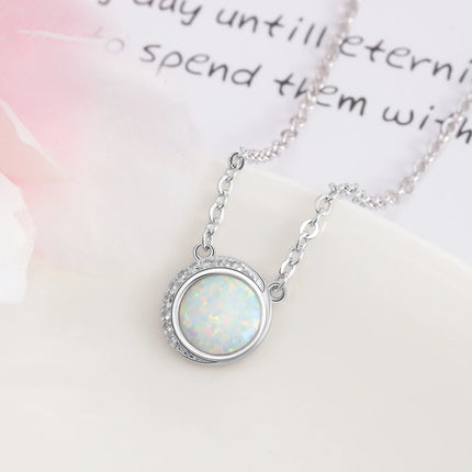 Bridal Jewelry Sets for Women 925 Sterling Silver Opal Necklaces Rings Earrings Cubic Zirconia Fine Jewelry Sets (Lam Hub Fong)