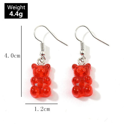 Colorful Glitter Animal Gummy Bear Earrings - Trendy Cartoon Ear Hooks Jewelry