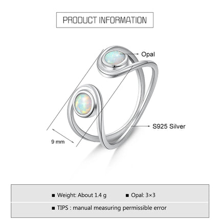 Women 925 Sterling Silver Ring White Opal Stone Double Layer Open Ring Hollow Twisted Female Finger Ring Silver 925 Jewelry