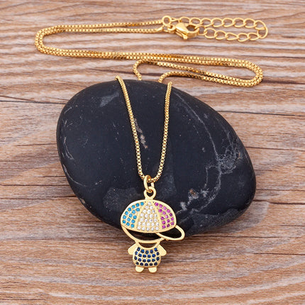 New 12 Styles Copper Zircon Boy Girl Love Necklaces Women Gold Color Necklaces & Pendants chain Jewelry Charm Mother's Day Gift