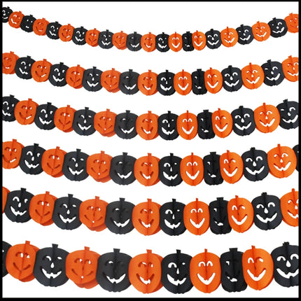 3PCS Halloween Bat Vampire Pumpkin Ghosts Spider Paper Banner 3M Terror Hanging Garland Bunting Happy Party For Home Decorations