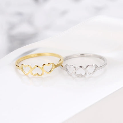 316L Stainless Steel Ring Love Fashion Three Hearts Wedding Rings For Women Accessories Anillos Mujer Bague Femme Jewelry Gifts